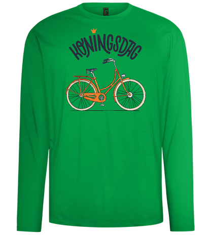 Koningsdag Oranje Fiets Design - Comfort men's long sleeve t-shirt_MEADOW GREEN_front