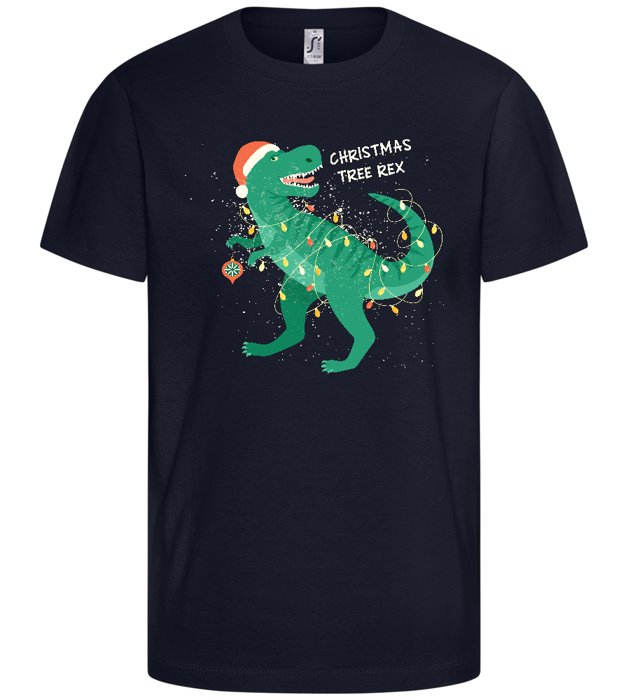 Christmas Tree Rex Design - Comfort kids fitted t-shirt_FRENCH NAVY_front