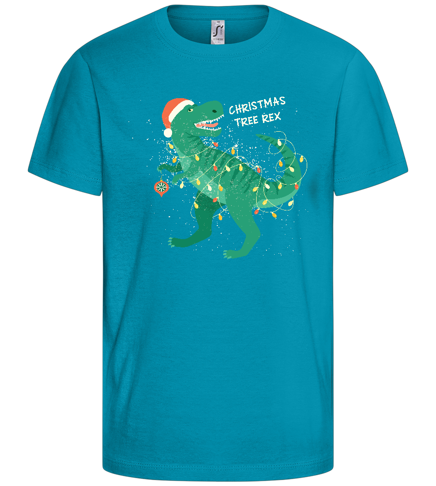 Christmas Tree Rex Design - Comfort kids fitted t-shirt_TURQUOISE_front