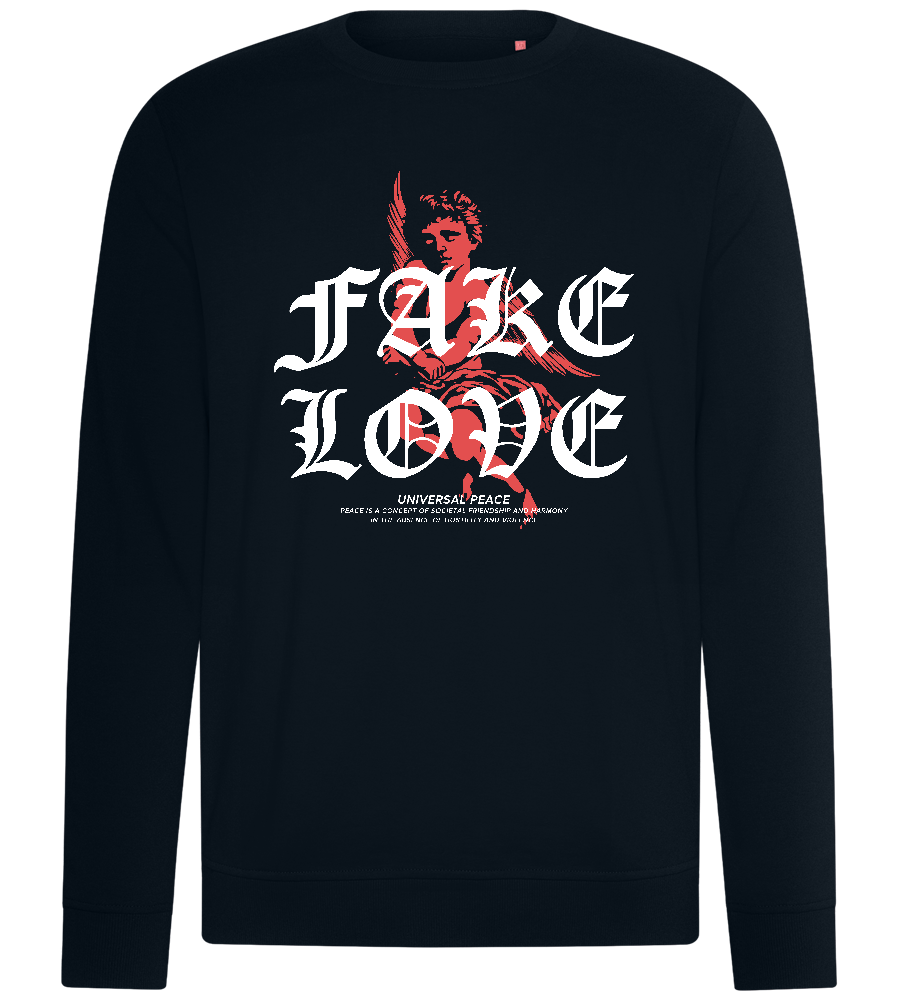 Fake Love Text Design - Comfort unisex sweater_BLACK_front