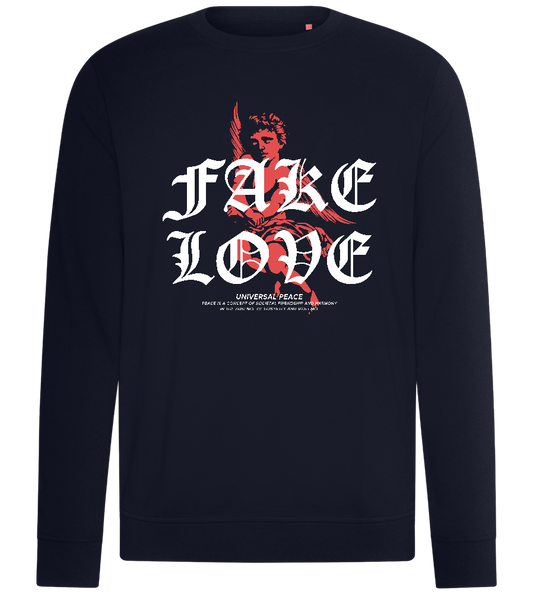 Fake Love Text Design - Comfort unisex sweater_FRENCH NAVY_front