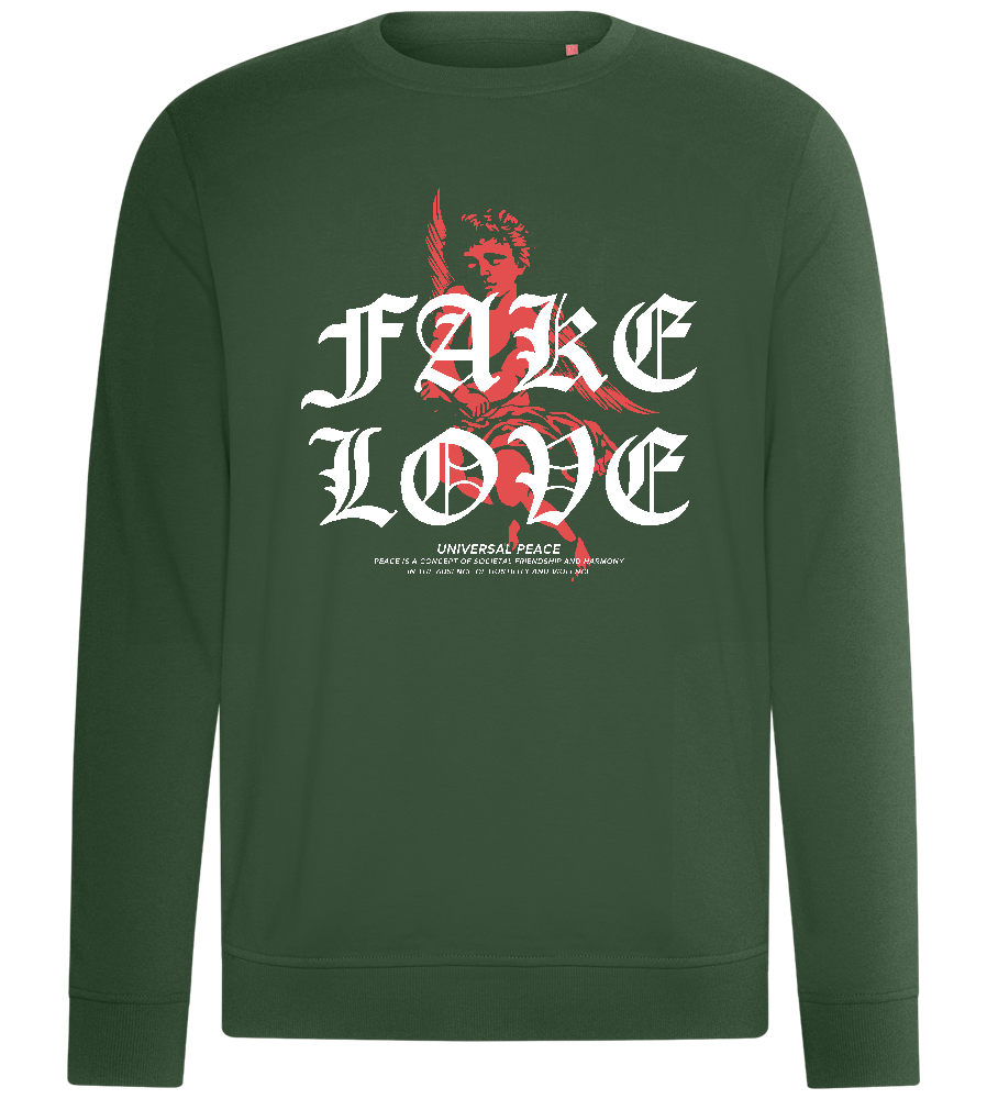 Fake Love Text Design - Comfort unisex sweater_GREEN BOTTLE_front