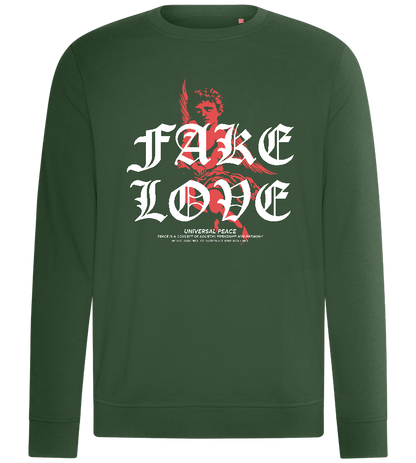 Fake Love Text Design - Comfort unisex sweater_GREEN BOTTLE_front