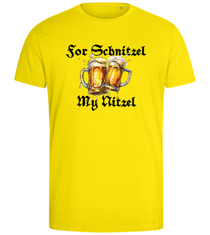 For Schnitzel Design - Comfort men's fitted t-shirt_YELLOW_front