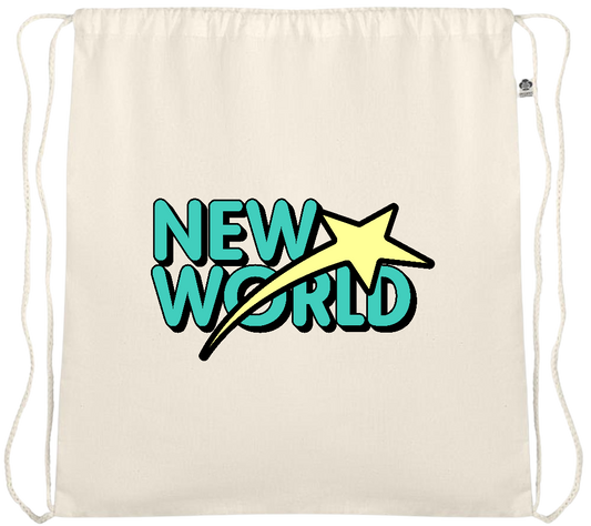 New World Design - Essential medium organic cotton drawstring bag_BEIGE_front