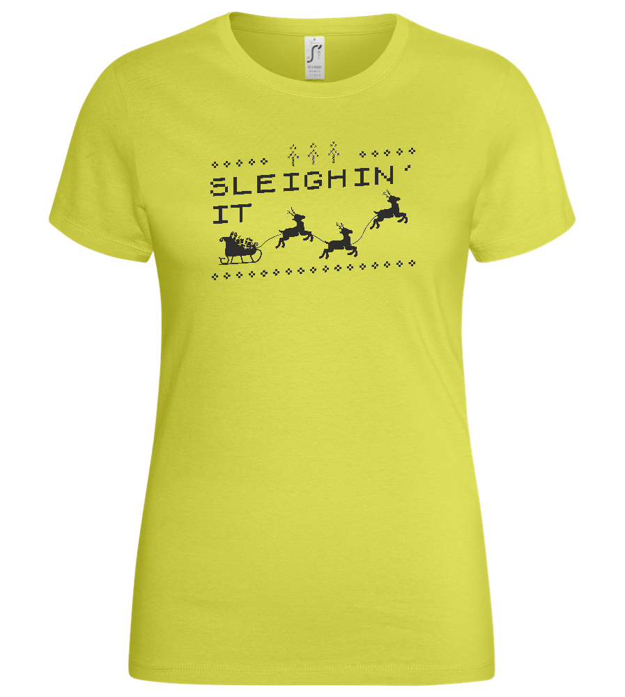 Sleighin' It Design - Basic women's t-shirt_GREEN APPLE_front