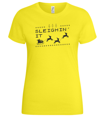 Sleighin' It Design - Basic women's t-shirt_LEMON_front