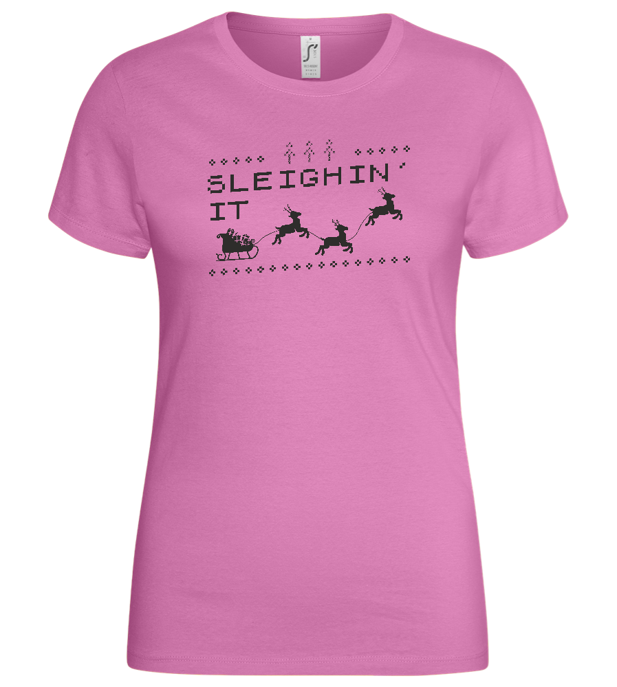 Sleighin' It Design - Basic women's t-shirt_PINK ORCHID_front