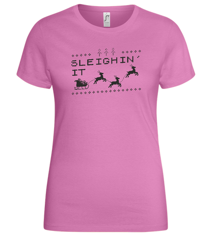 Sleighin' It Design - Basic women's t-shirt_PINK ORCHID_front