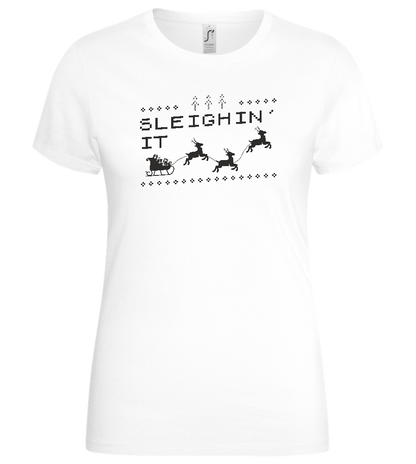 Sleighin' It Design - Basic women's t-shirt_WHITE_front