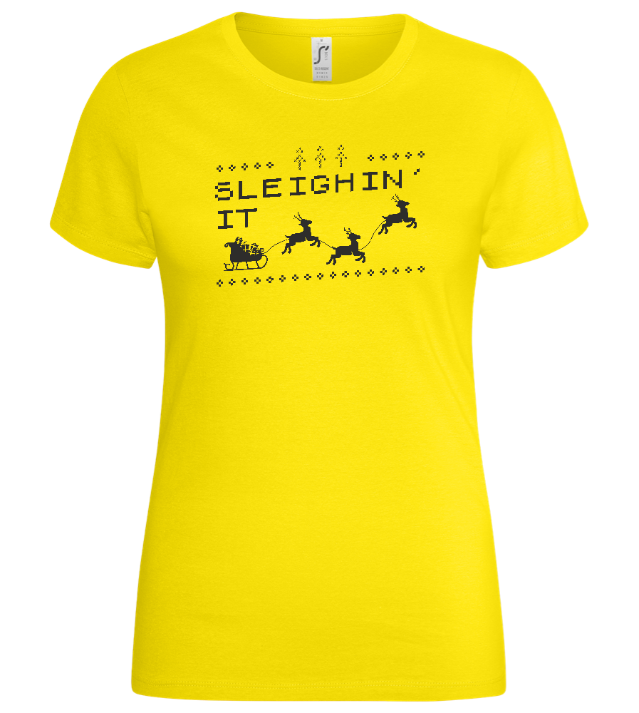 Sleighin' It Design - Basic women's t-shirt_YELLOW_front