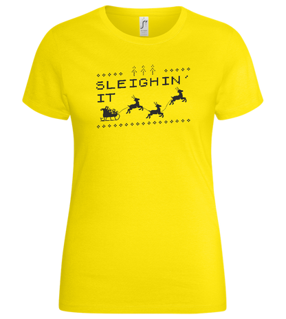 Sleighin' It Design - Basic women's t-shirt_YELLOW_front