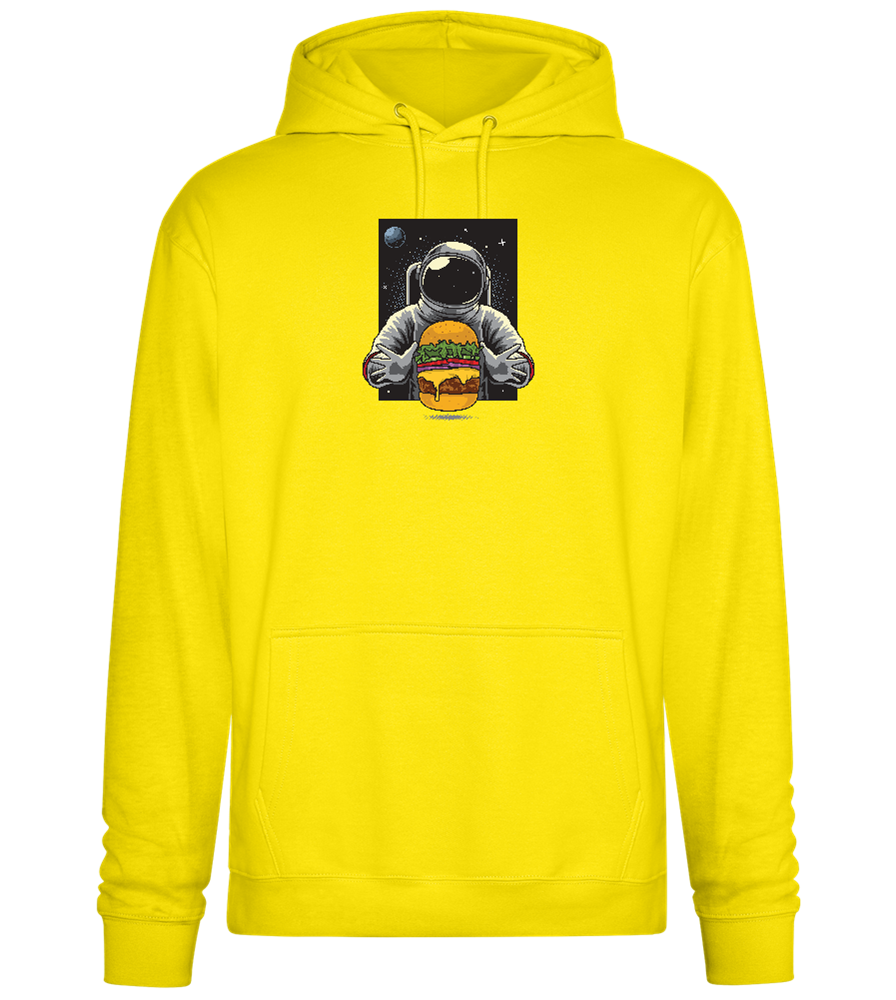 Spaceman Burger Design - Premium Essential Unisex Hoodie_YELLOW_front