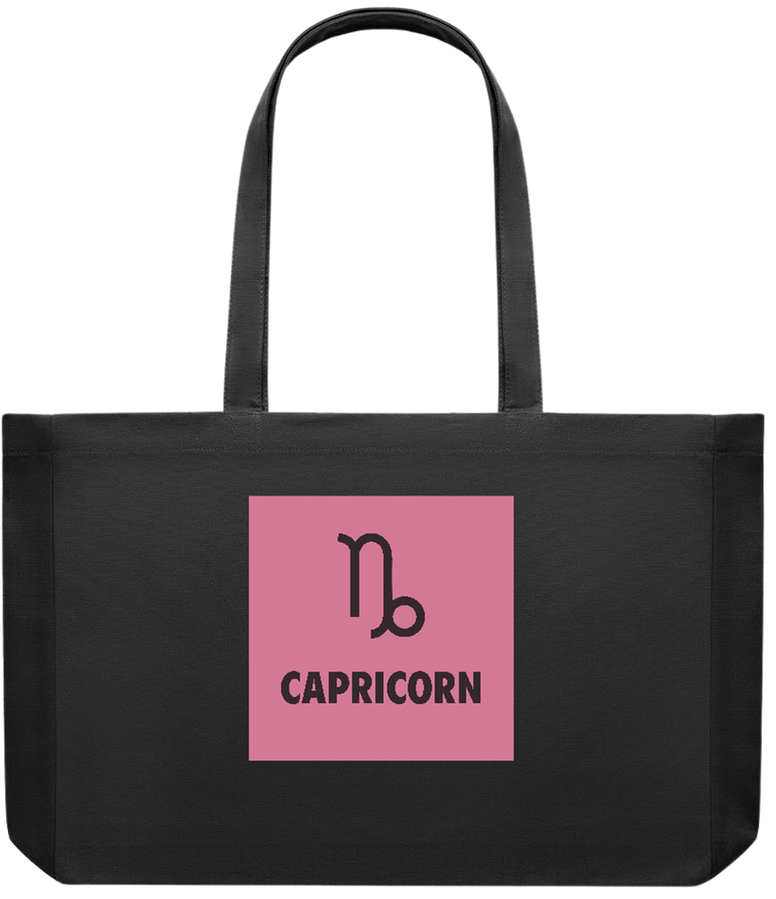 Zodiac Capricorn Design - Premium large recycled shopping tote bag_BLACK_front