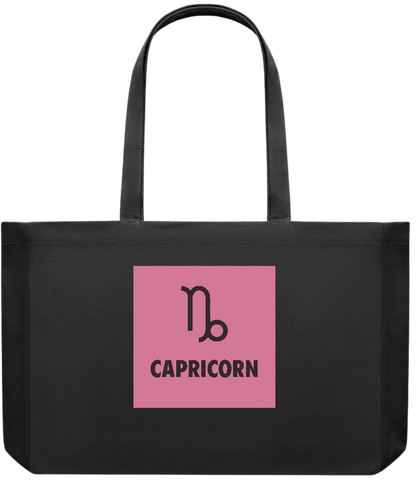 Zodiac Capricorn Design - Premium large recycled shopping tote bag_BLACK_front