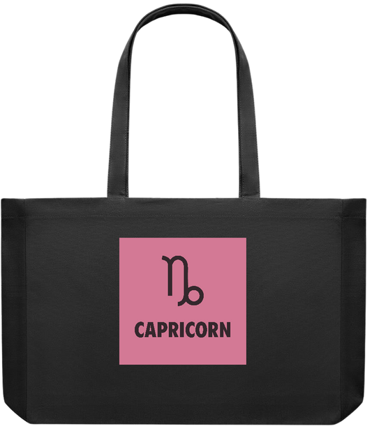 Zodiac Capricorn Design - Premium large recycled shopping tote bag_BLACK_front