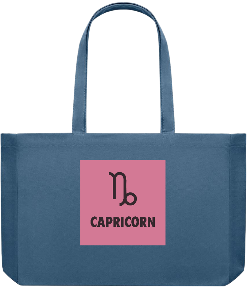 Zodiac Capricorn Design - Premium large recycled shopping tote bag_BLUE_front