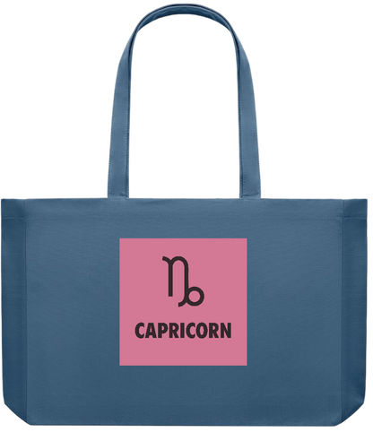 Zodiac Capricorn Design - Premium large recycled shopping tote bag_BLUE_front