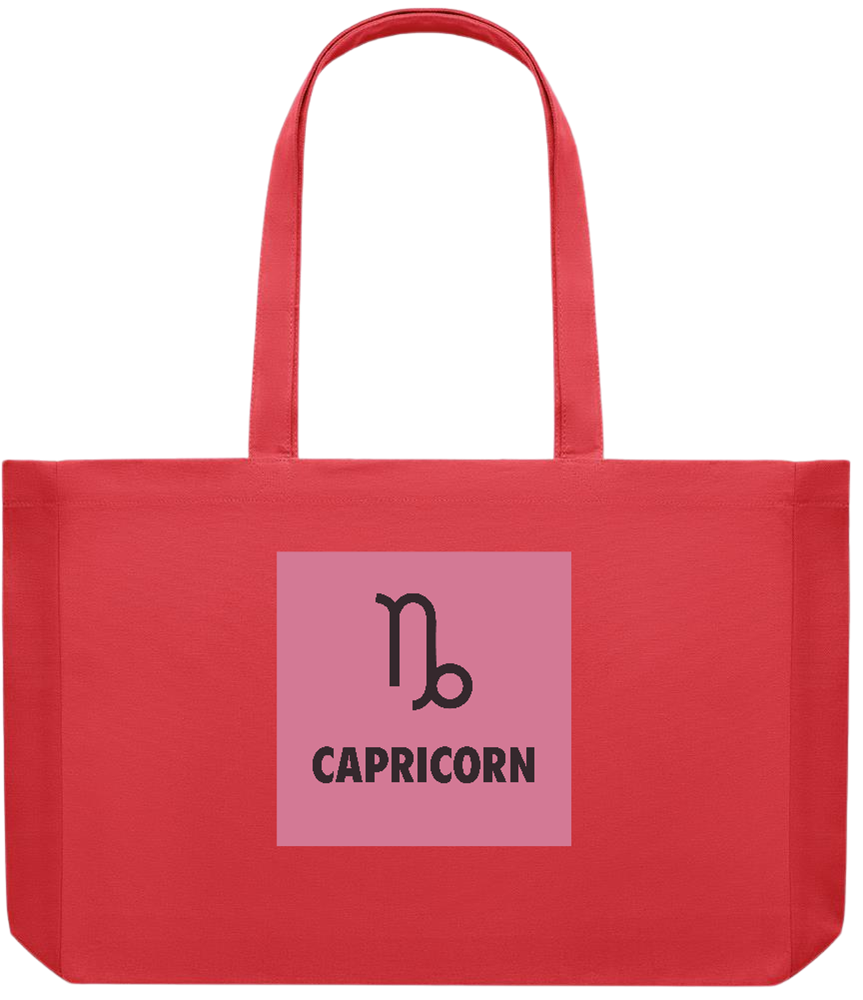 Zodiac Capricorn Design - Premium large recycled shopping tote bag_RED_front