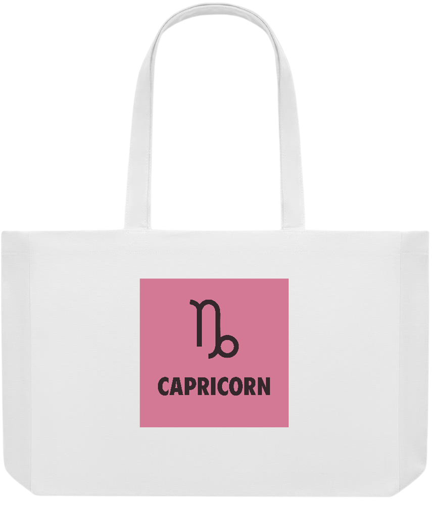 Zodiac Capricorn Design - Premium large recycled shopping tote bag_WHITE_front