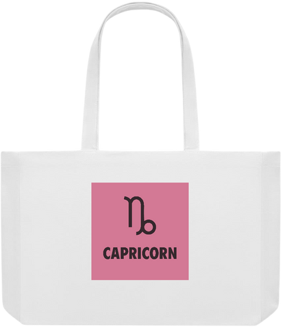 Zodiac Capricorn Design - Premium large recycled shopping tote bag_WHITE_front