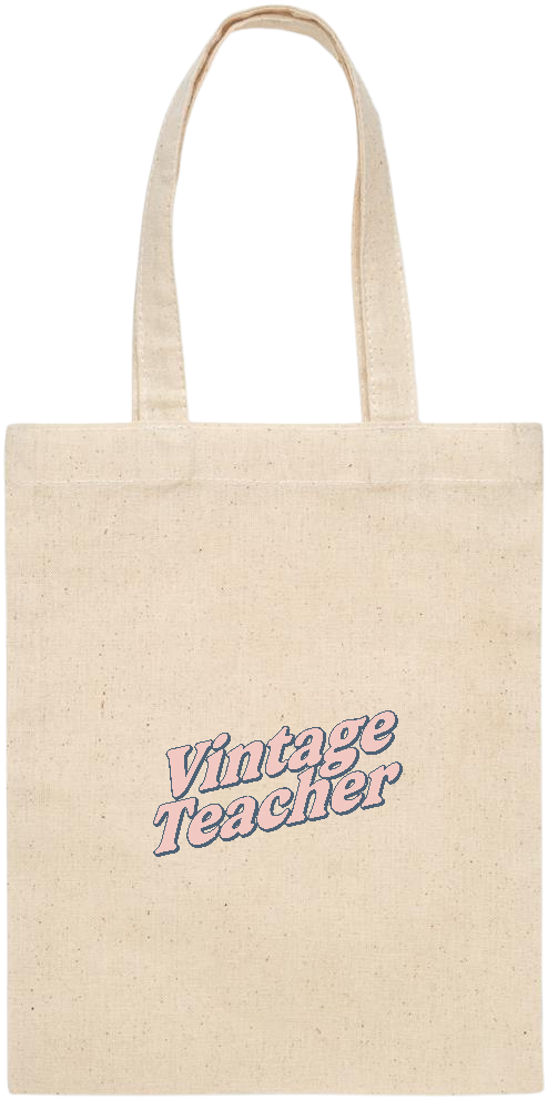 Vintage Teacher Design - Essential small colored handle gift bag_BEIGE_front