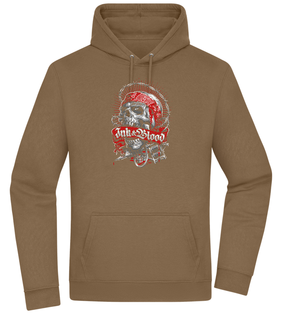 Ink And Blood Skull Design - Premium Essential Unisex Hoodie_ARMY_front