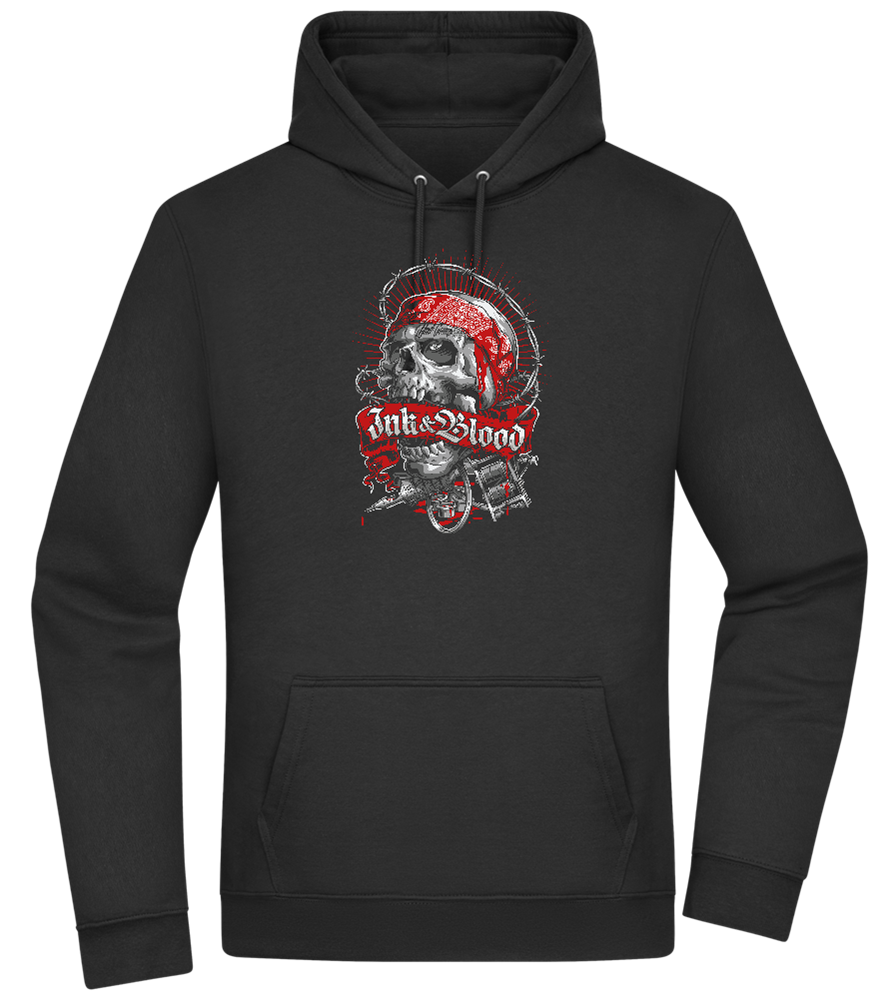 Ink And Blood Skull Design - Premium Essential Unisex Hoodie_BLACK_front