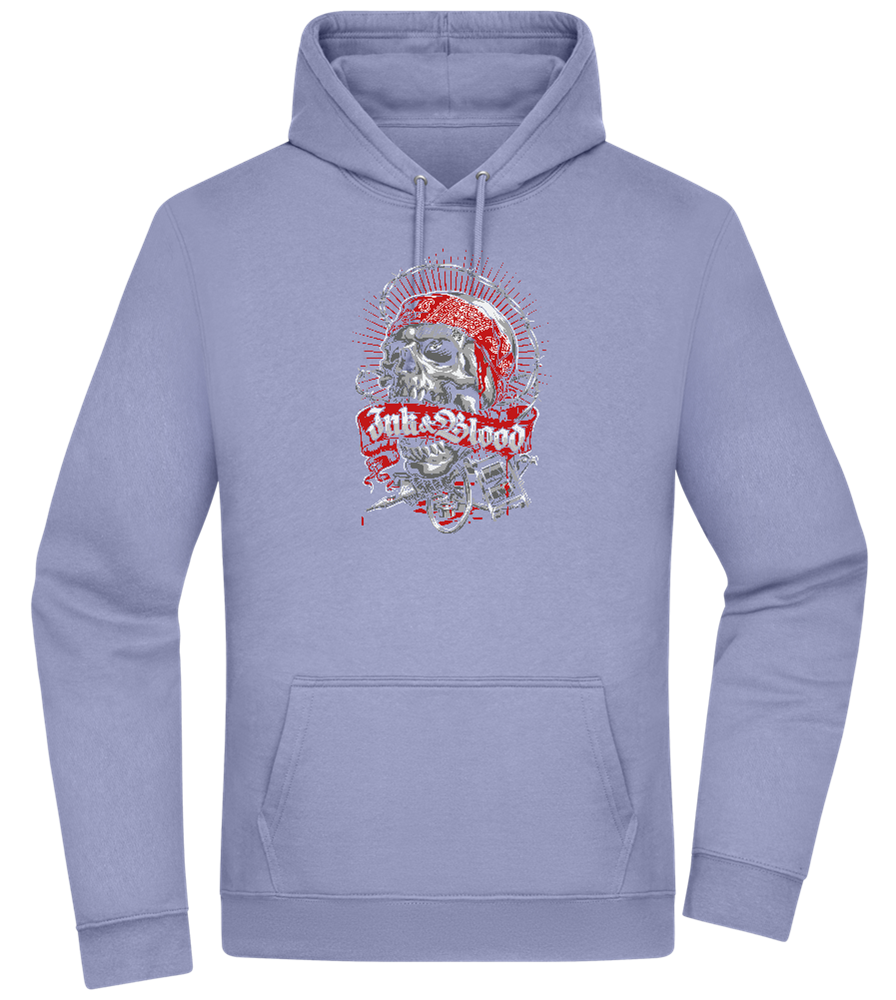 Ink And Blood Skull Design - Premium Essential Unisex Hoodie_BLUE_front