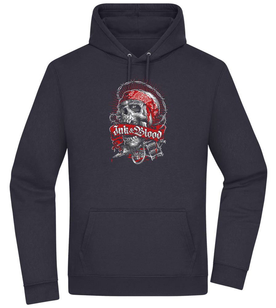 Ink And Blood Skull Design - Premium Essential Unisex Hoodie_FRENCH NAVY_front