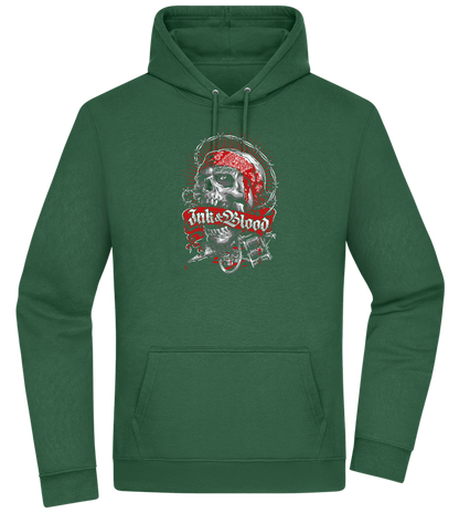 Ink And Blood Skull Design - Premium Essential Unisex Hoodie_GREEN BOTTLE_front