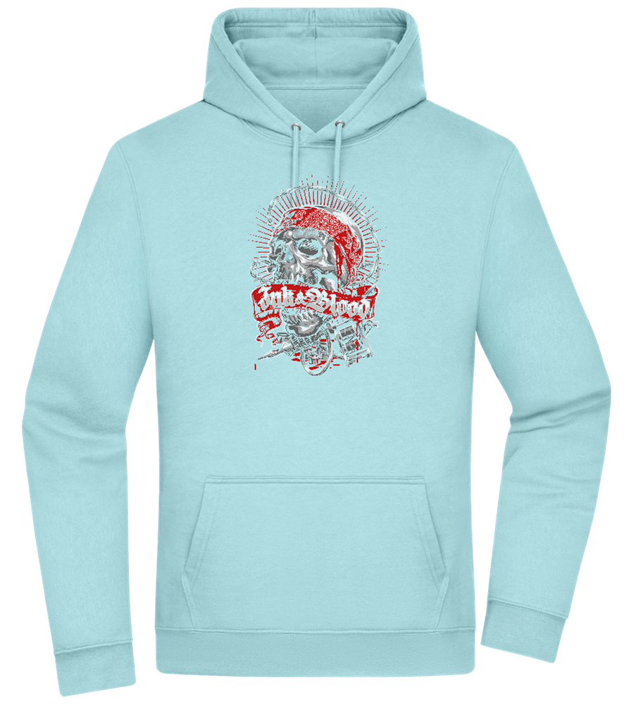 Ink And Blood Skull Design - Premium Essential Unisex Hoodie_POOL BLUE_front