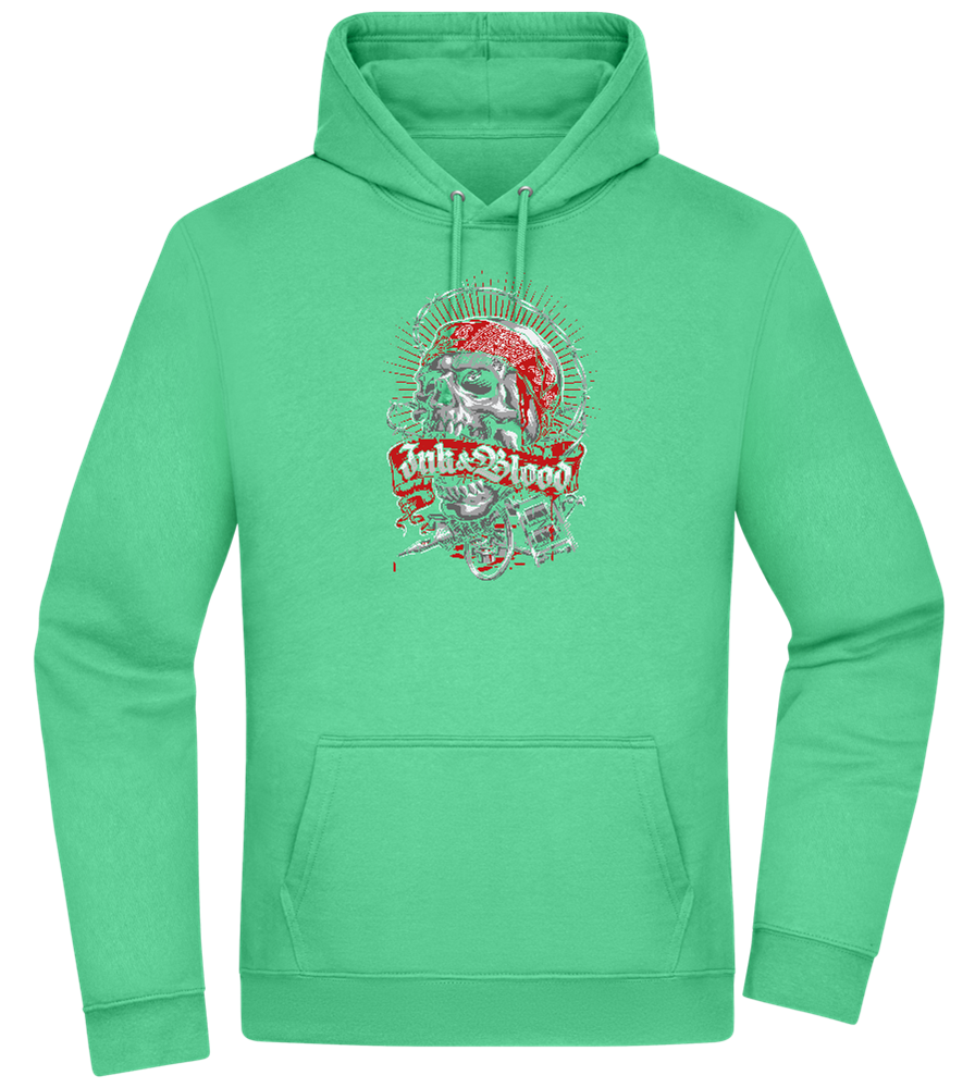 Ink And Blood Skull Design - Premium Essential Unisex Hoodie_SPRING GREEN_front