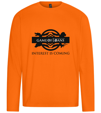 Interest is Coming Design - Premium men's long sleeve t-shirt_ORANGE_front