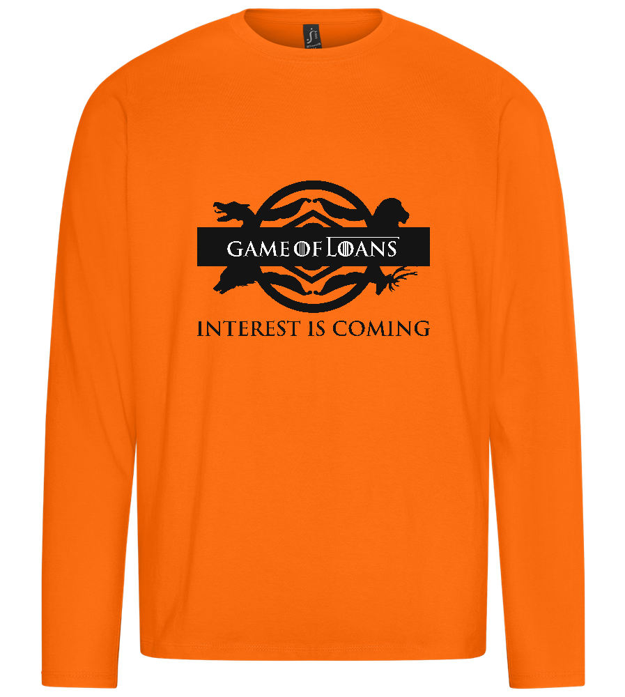 Interest is Coming Design - Premium men's long sleeve t-shirt_ORANGE_front