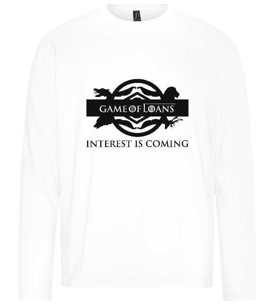 Interest is Coming Design - Premium men's long sleeve t-shirt_WHITE_front