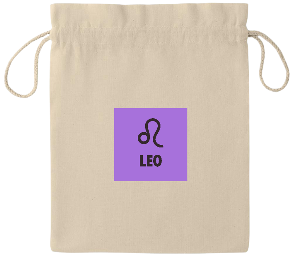 Zodiac Leo Design - Essential medium drawcord gift bag_BEIGE_front