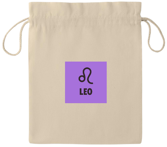 Zodiac Leo Design - Essential medium drawcord gift bag_BEIGE_front