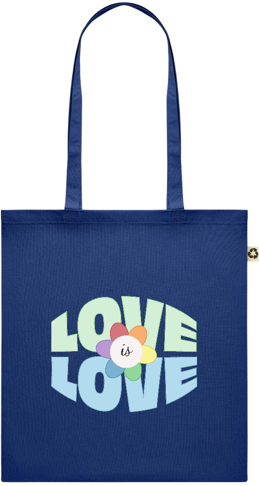 Love is Love Flower Design - Recycled cotton colored shopping bag_BLUE_front