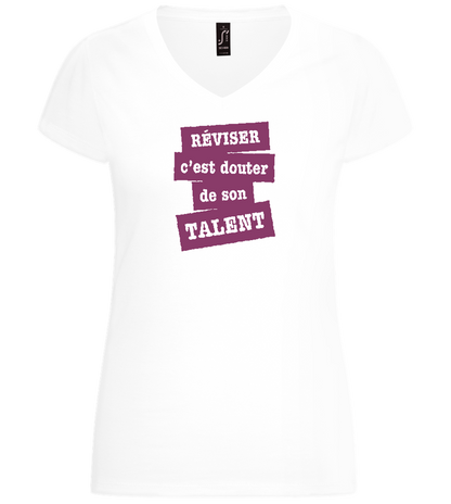 Réviser c'est Douter de Son Talent Design - Basic women's v-neck t-shirt_WHITE_front