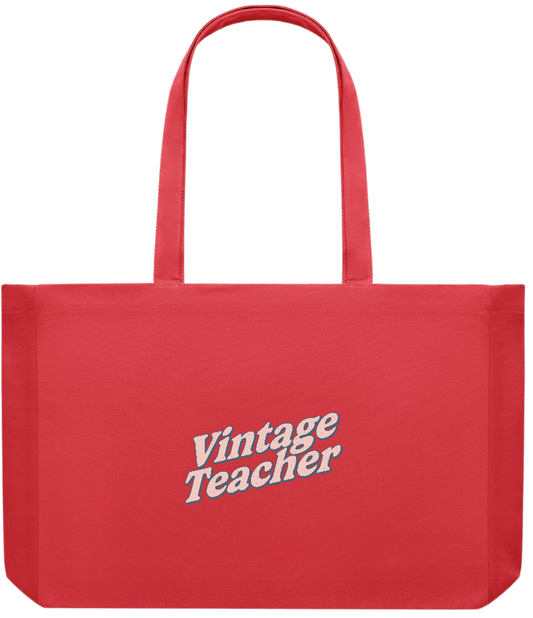 Vintage Teacher Design - Premium large recycled shopping tote bag_RED_front