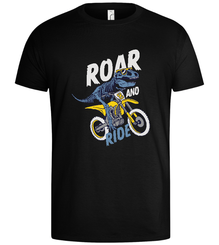 Dino Biker Design - Basic men's t-shirt_DEEP BLACK_front