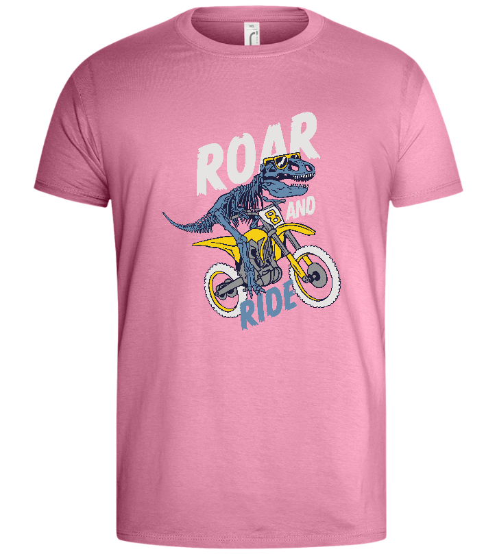 Dino Biker Design - Basic men's t-shirt_PINK ORCHID_front