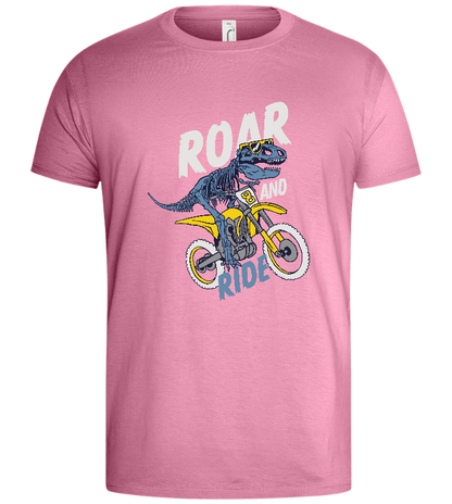 Dino Biker Design - Basic men's t-shirt_PINK ORCHID_front