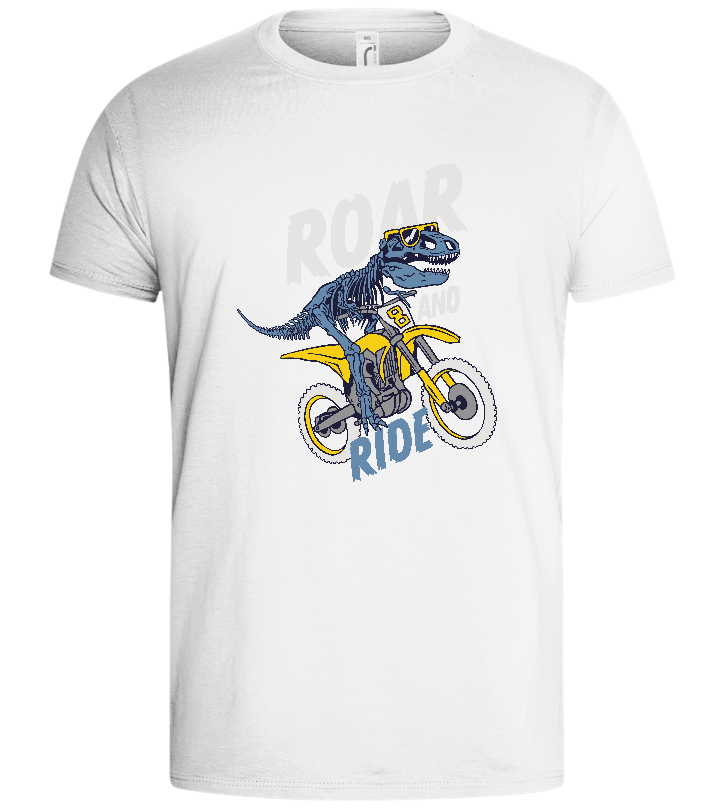 Dino Biker Design - Basic men's t-shirt_WHITE_front