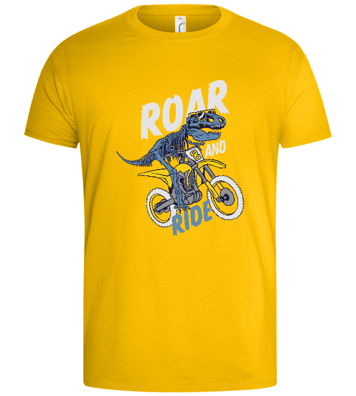 Dino Biker Design - Basic men's t-shirt_YELLOW_front