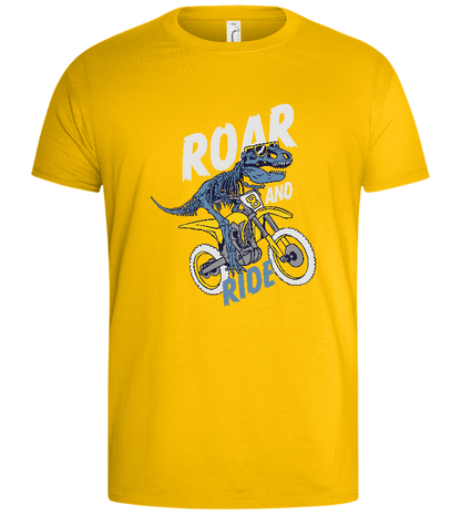 Dino Biker Design - Basic men's t-shirt_YELLOW_front