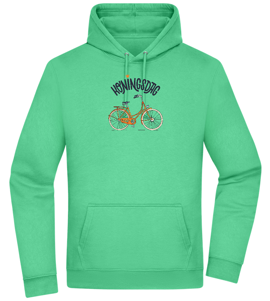 Koningsdag Oranje Fiets Design - Premium Essential Unisex Hoodie_SPRING GREEN_front