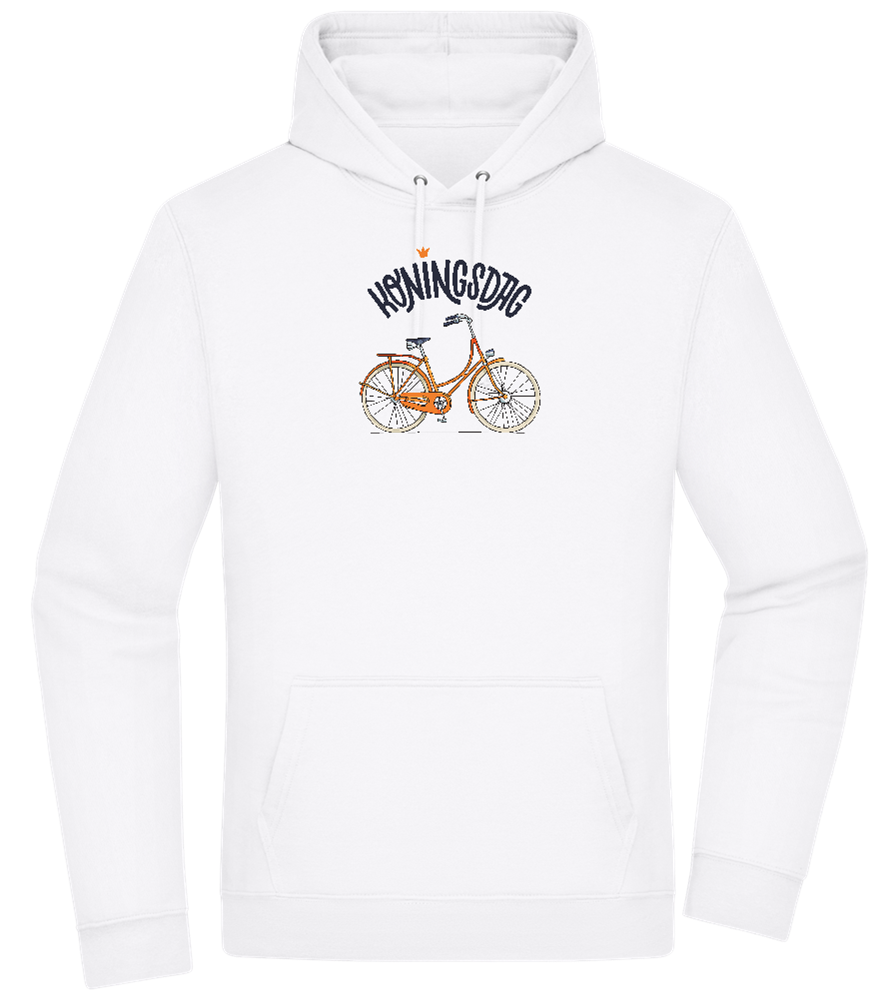 Koningsdag Oranje Fiets Design - Premium Essential Unisex Hoodie_WHITE_front