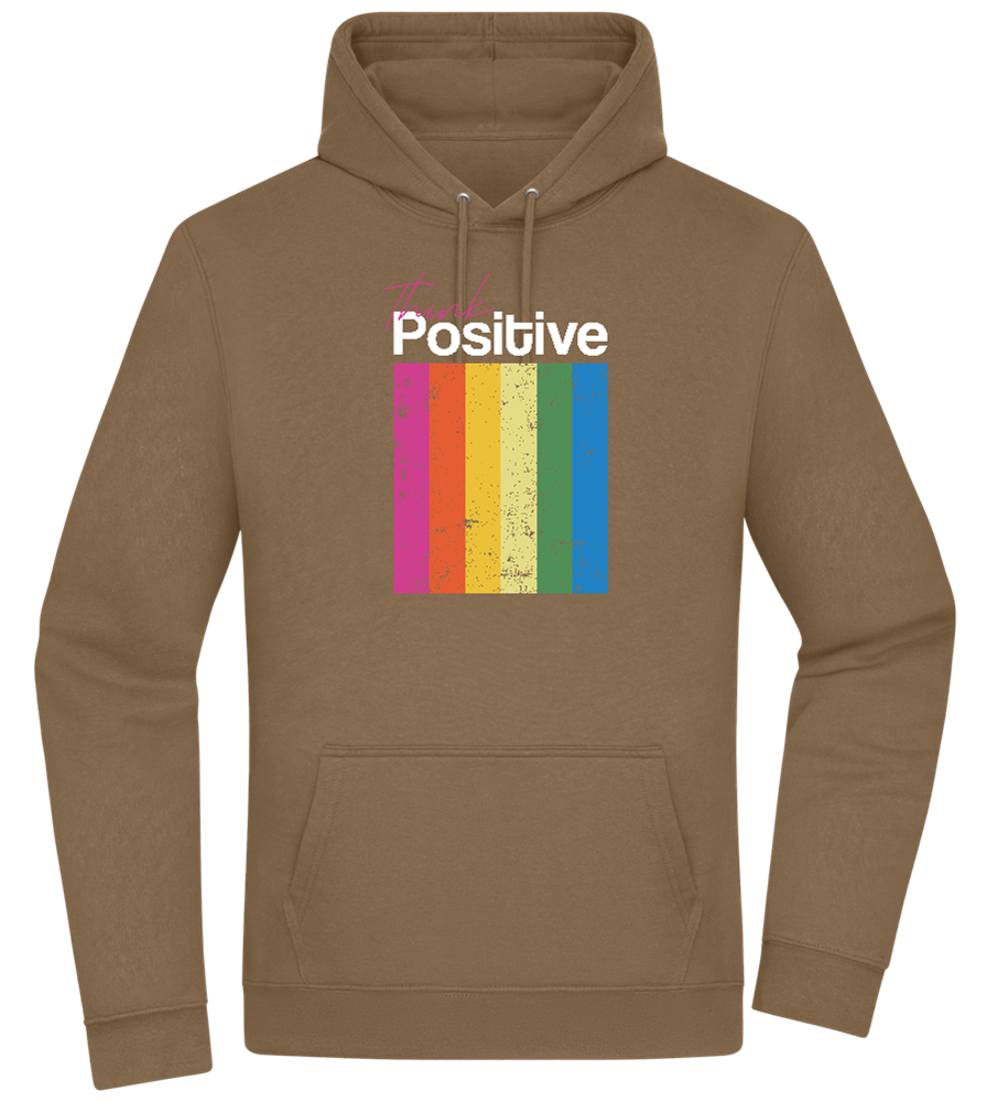 Think Positive Rainbow Design - Premium Essential Unisex Hoodie_ARMY_front